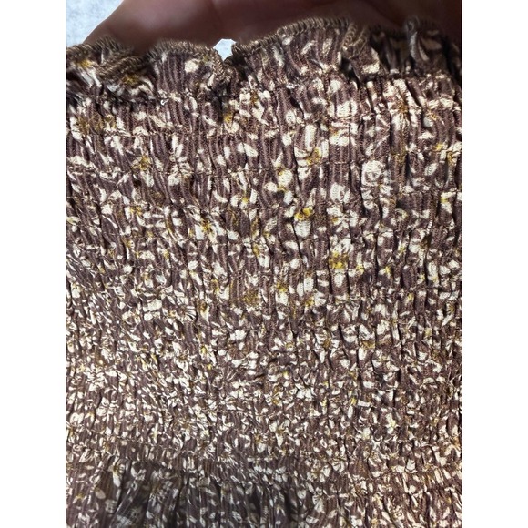 Women's Brown Floral Blouse Size Small Collabo By Privy - Picture 5 of 12